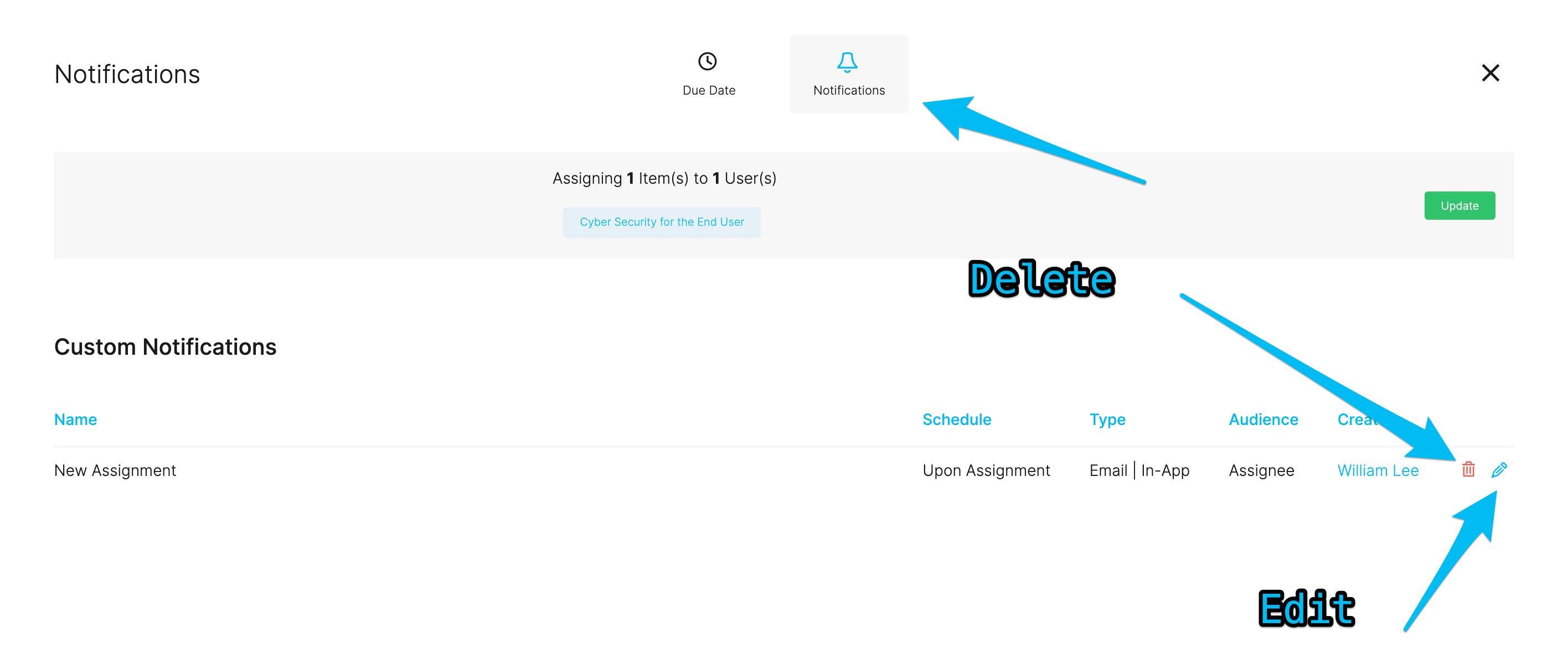 Adding And Editing Custom Notifications to Assignments and Workflows